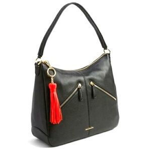 Vera Bradley Canyon Sunset Genuine Leather Tassel only Bag Charm keychain coral